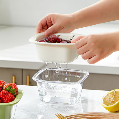 Double Layers Kitchen Fruit Washing Bowl Mini Plastic Drain Basket