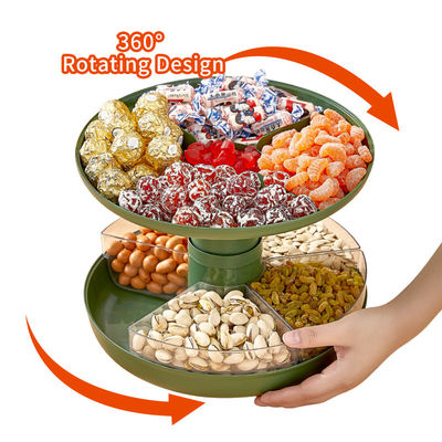 Double Layer Foldable 360 Degree Rotating Food Tray  Spinning Storage Tray