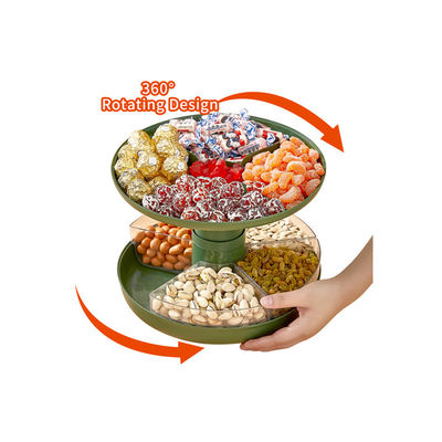 Double Layer Foldable 360 Degree Rotating Food Tray  Spinning Storage Tray